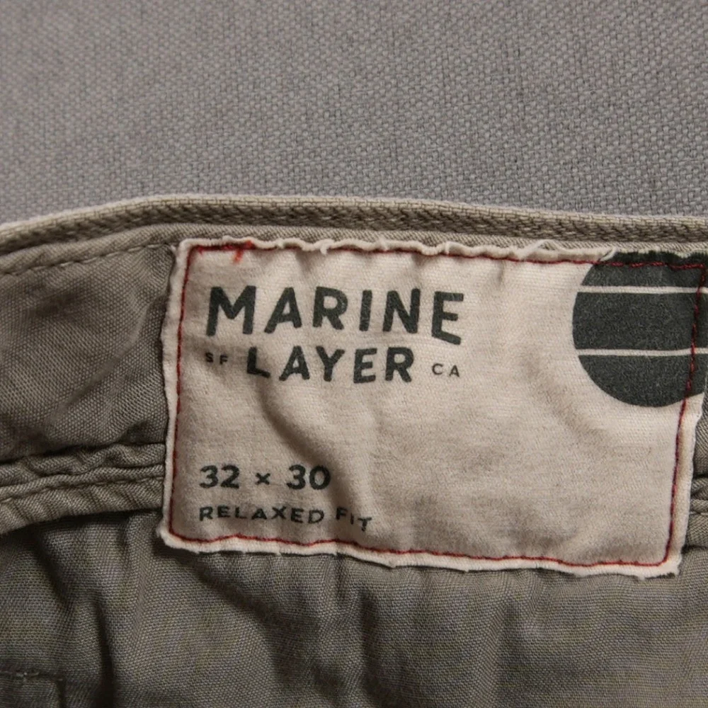 Marine Layer Relaxed Fit Pleated Front Men Chino Trousers Fits 31x28 Coastal